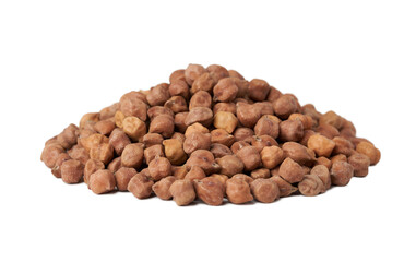 pile of raw black chickpea chick pea legume isolated on white background. raw black chickpea kala...