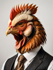 Rooster in a business suit, business animals