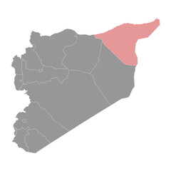 Al Hasakah Governorate map, administrative division of Syria. Vector illustration.