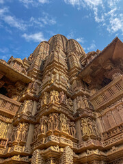 Fototapeta na wymiar Kandariya Mahadeva Temple khajuraho || Khajuraho Group of Monuments || vishwanath temple khajuraho || UNESCO World Heritage site || Nagara architectural style 
