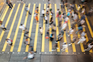 Busy pedestrian crossing in the city