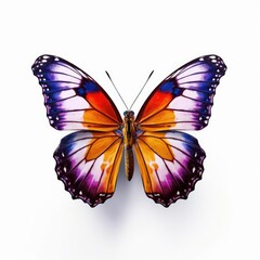 Colorful beautiful Butterfly on white background with clipping path include