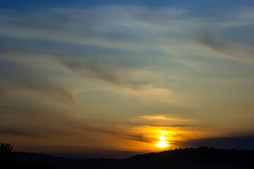 Dramatic sunset and sunrise sky