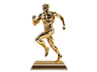 Golden running man award trophy, cut out