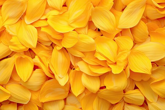 Yellow Petals Isolated, Sunflower Petal Pile Group, Orange Blossom Design, Yellow Petals on White