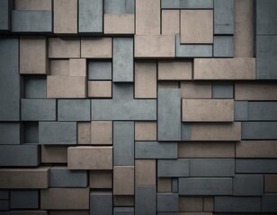 Chaotic wall of concrete blocks. Background.