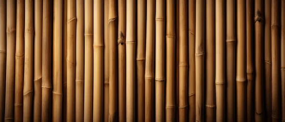  Yellow bamboo texture fence background. Copy space for text © Michael