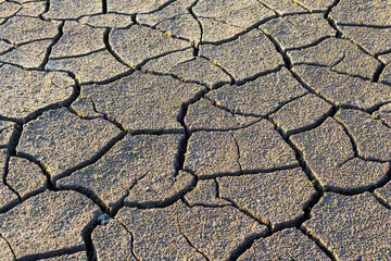 Wall texture soil dry crack pattern of drought lack of water of nature brown old broken background
