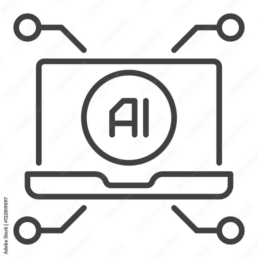 Poster artificial intelligence laptop vector ai icon or symbol in thin line style