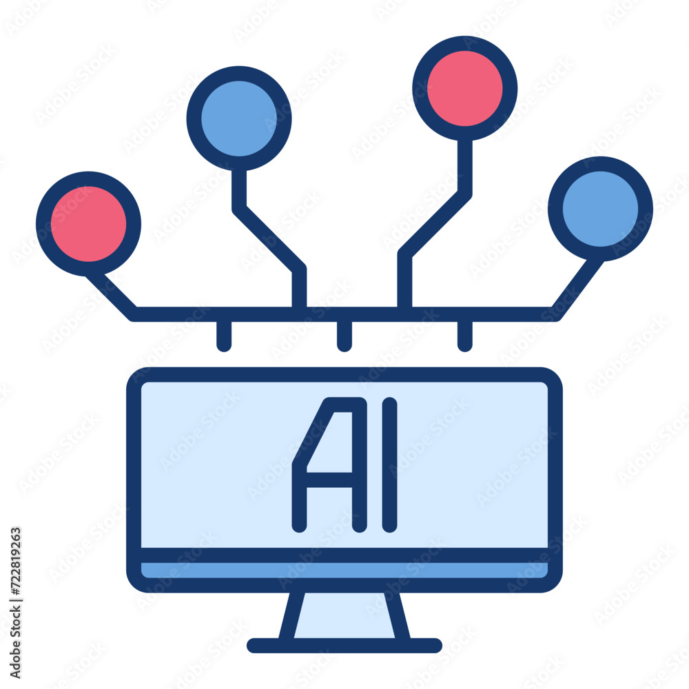 Aufkleber pc with ai vector artificial intelligence colored icon or logo element