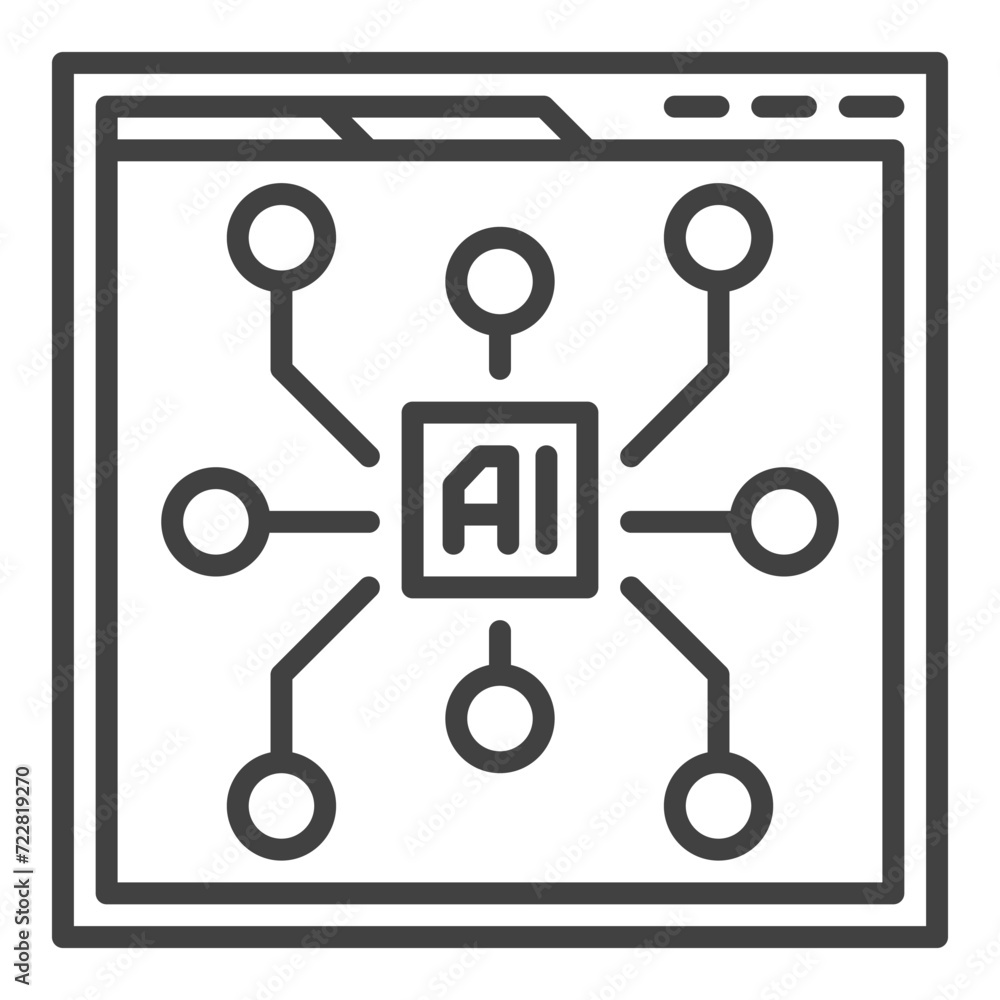 Poster web browser with ai vector artificial intelligence website outline icon or symbol