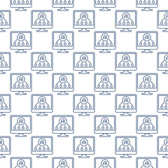 AI on Computer Display vector Artificial Intelligence Online Technology thin line seamless pattern