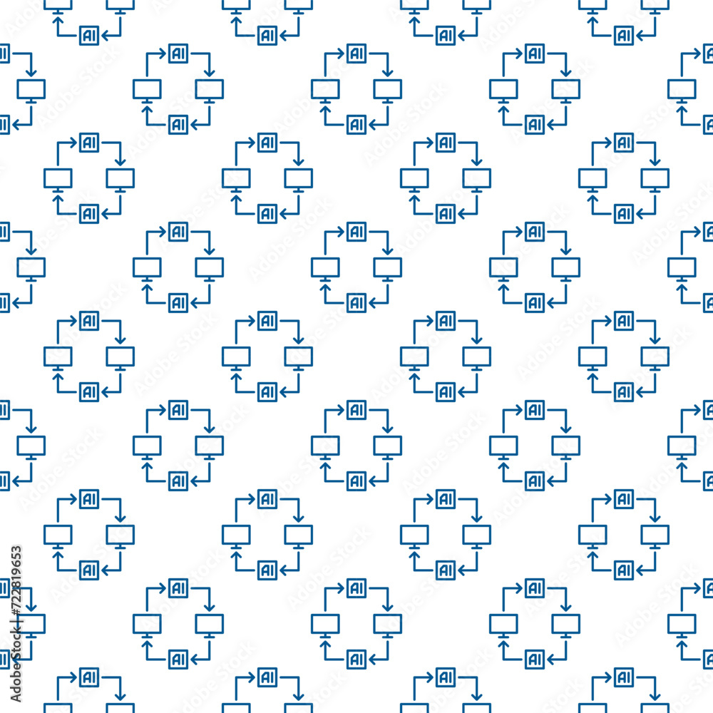 Poster artificial intelligence computers with arrows vector ai thin line seamless pattern