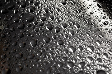 Drops of water on a color background. Selective focus. Gray