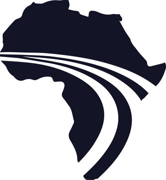 African road logo, road inside Africa map, vector illustration