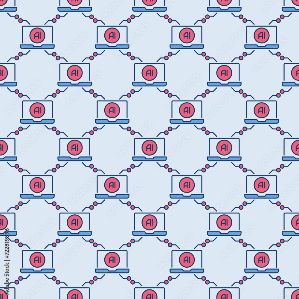 Poster artificial intelligence in laptop vector ai colored seamless pattern