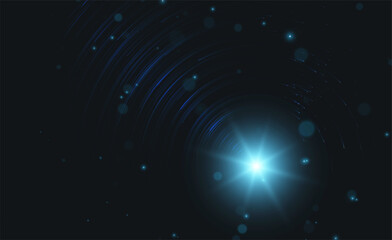 Fototapeta premium Glowing lines on black background.