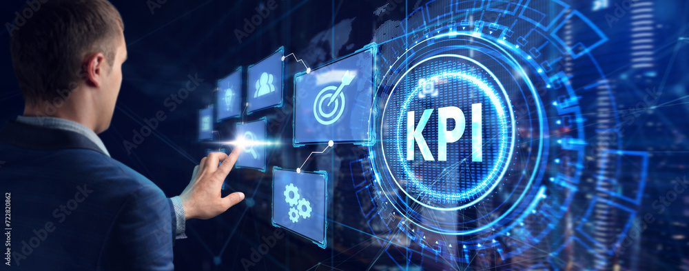 Poster kpi key performance indicator for business concept. business, technology, internet and network conce