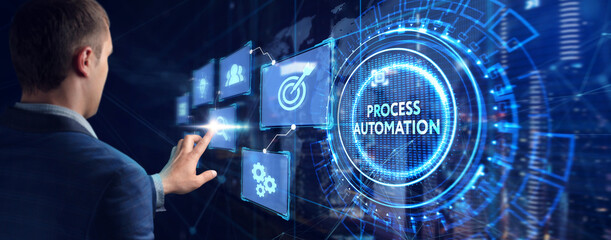 Business process automation, industrial technology innovation, optimization concept.
