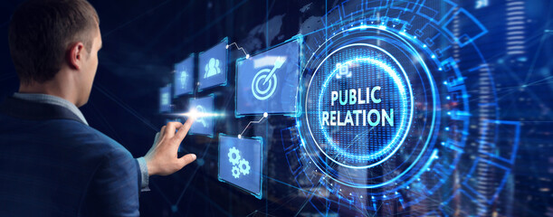 PR Public relations concept. Communication advertising marketing strategy.