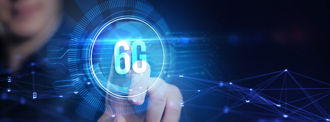 The concept of 6G network, high-speed mobile Internet, new generation networks. Business, modern technology, internet and networking concept.