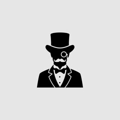 top hat man silhouette svg
