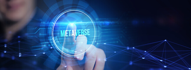 Metaverse virtual world, metaverse digital world intelligent futuristic interface technology.