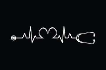 Stethoscope Heart Vector, Medical Stethoscope Heart Shape Vector, Stethoscope Pulse Vector, Heart Health Stethoscope Icon, Medical tools Vector, Stethoscope typography, Doctor, Nurse, Doctor