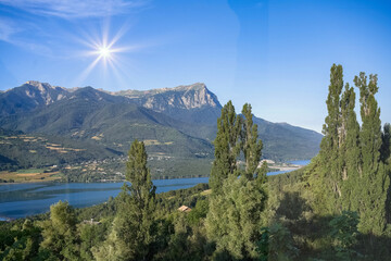 Fototapeta na wymiar Lake of Serre-Poncon in France, with beautiful landscape in summer