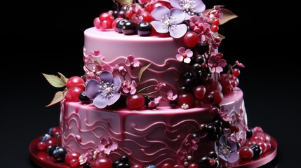 Cherry and raspberry cake UHD wallpaper
