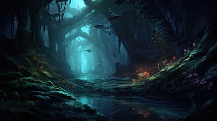 Hidden beauty, glowing fungi, underground refuge, ethereal luminescence, mystical aura, natural allure. Generated by AI.