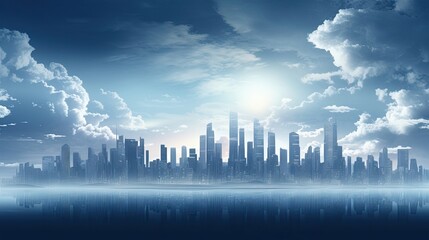 Urban panorama defined by sleek, towering skyscrapers. Modern city vista, contemporary skyline, high-rise buildings, metropolitan architecture, cityscape view. Generated by AI.