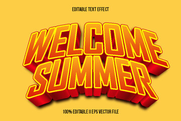 Welcome Summer Editable Text Effect 3d Emboss Gradient Style