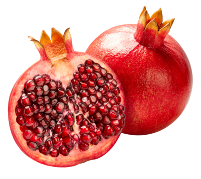 Red Pomegranate isolated on white background, Pomegranate on White Background PNG File.