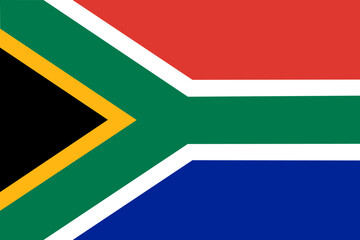 Close-up of colorful national flag of the African country of South Africa. Illustration made January 29th, 2024, Zurich, Switzerland.