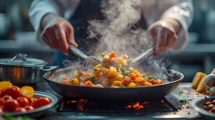 preparing food in the kitchen