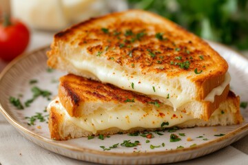 Mozzarella in Carrozza Golden Grilled Cheese Sandwiches in the plate on the table