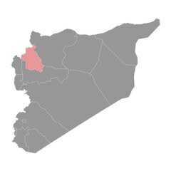 Idlib Governorate map, administrative division of Syria. Vector illustration.