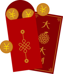 Chinese New Year Red Envelope With Coin