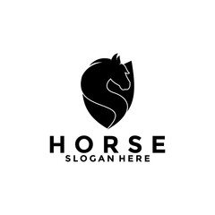 Horse Simple Elegant Logo Vector, Horse Shield Head logo design template