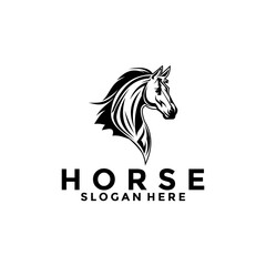 Horse Simple Elegant Logo Vector, Horse Head logo design template
