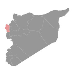 Latakia Governorate map, administrative division of Syria. Vector illustration.
