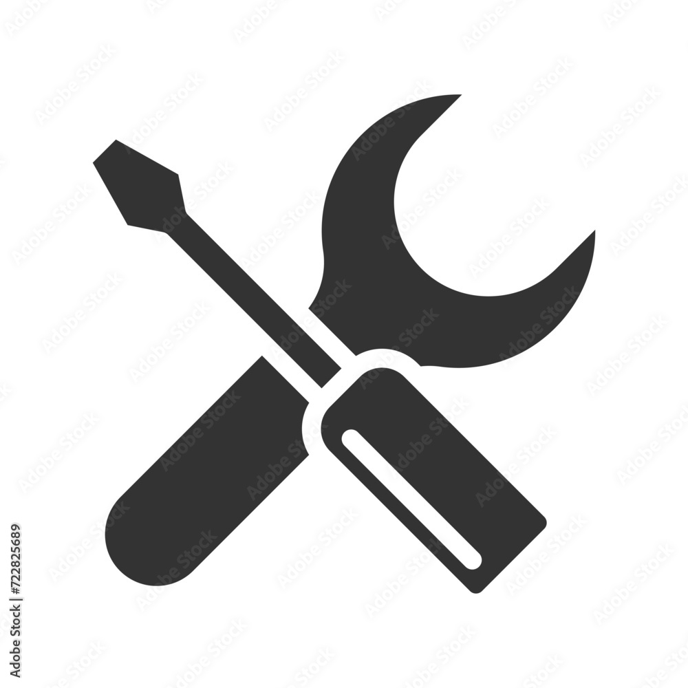 Poster wrench and screwdriver glyph icon isolated on white background. wrench and screwdriver vector icon f