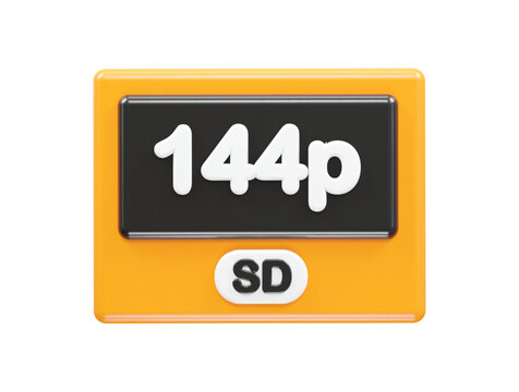 144p resolution text icon 3d illustration rendering