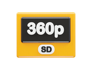 360p resolution text icon 3d illustration rendering