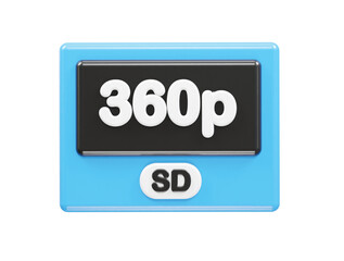 360p resolution text icon 3d illustration rendering