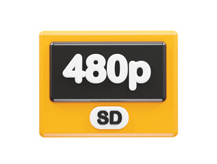 480p resolution text icon 3d illustration rendering