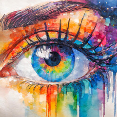 Oeil mosaïque multicolore.