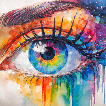Oeil mosaïque multicolore. © illustrez-vous