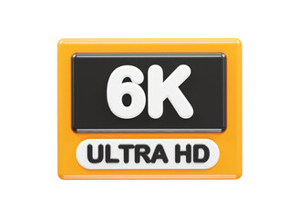 6k resolution text icon 3d illustration rendering